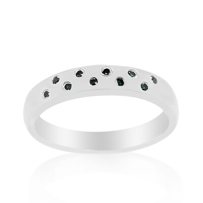 Blauer I3 Diamant-Silberring