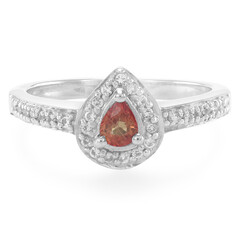 Oranger Saphir-Silberring
