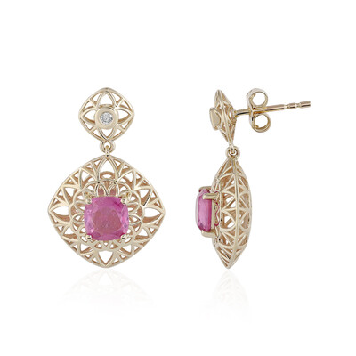 Pinkfarbener Madagaskar-Saphir-Goldohrringe (Ornaments by de Melo)