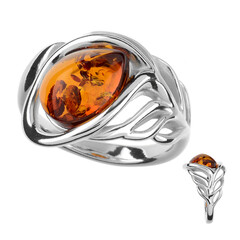 Baltischer Cognac-Bernstein-Silberring