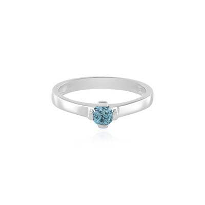 Blauer I2 Brillant-Silberring