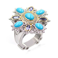 Sleeping Beauty-Türkis-Silberring (Dallas Prince Designs)