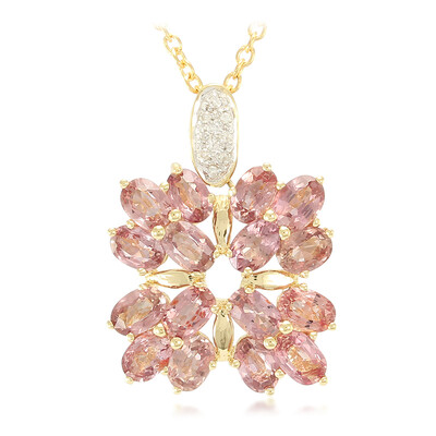 Nicht erhitzter Padparadscha-Saphir-Goldhalskette (AMAYANI)