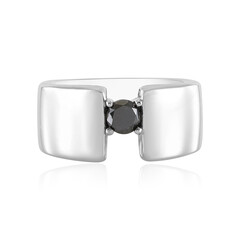 Schwarzer Brillant-Silberring