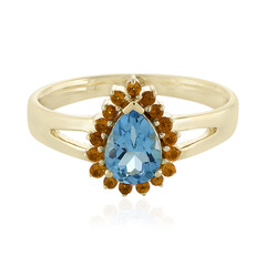 Schweizblauer Topas-Goldring (Adela Gold)