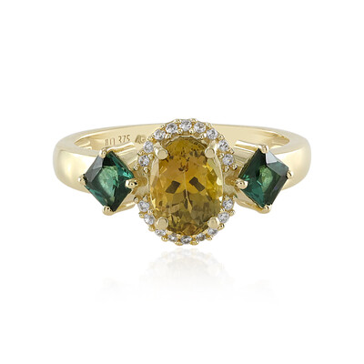 Nicht erhitzter Gelber Tansanit-Goldring (Adela Gold)