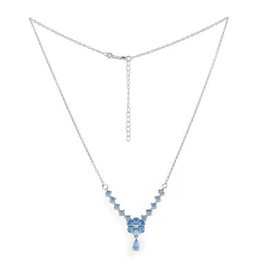 Blauer Chalzedon-Silbercollier