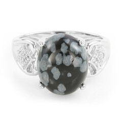Schneeflocken-Obsidian-Silberring