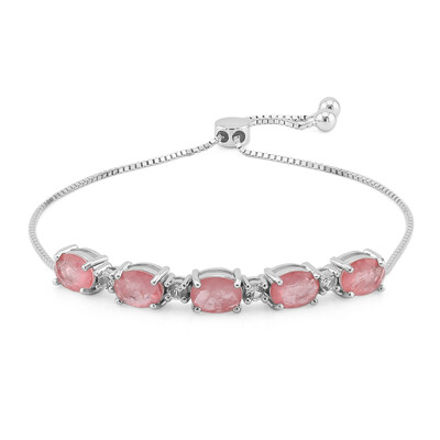 Pinkfarbener Pastell-Quarz-Silberarmband