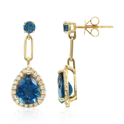 Londonblauer Topas-Goldohrringe