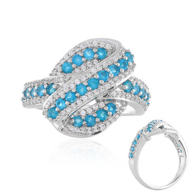 Neonblauer Apatit-Silberring