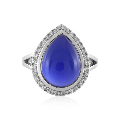Blauer Chalzedon-Silberring