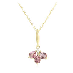 Nicht erhitzter Padparadscha-Saphir-Goldhalskette