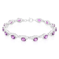 Magenta-Granat-Silberarmband