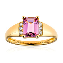Pinkfarbener Diaspor-Goldring (AMAYANI)