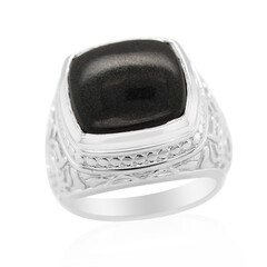 Schwarzer Achat-Herren-Silberring
