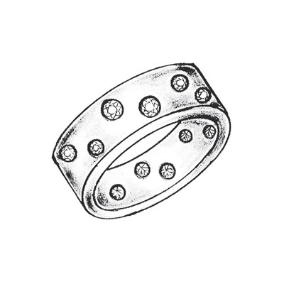 Ring mit eingerieben gefassten Edelsteinen