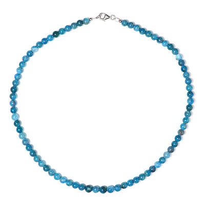 Neonblauer Apatit-Silberhalskette