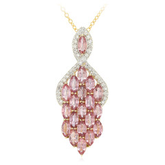 Nicht erhitzter Padparadscha-Saphir-Goldhalskette (AMAYANI)