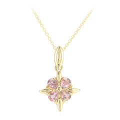 Nicht erhitzter Padparadscha-Saphir-Goldhalskette