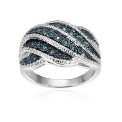 Blauer I3 Diamant-Silberring