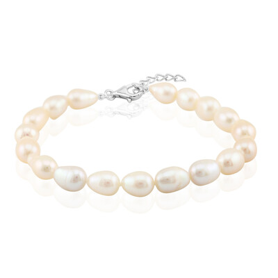 Weiße Süßwasserzuchtperlen-Silberarmband (TPC)
