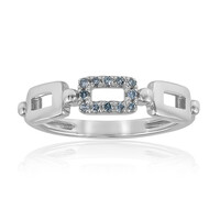 Himmelblauer I2 Diamant-Silberring