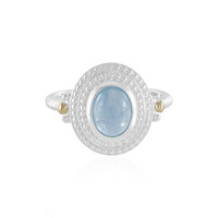 Aquamarin-Silberring mit Gold (Granulieren)