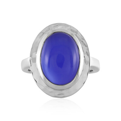Blauer Chalzedon-Silberring