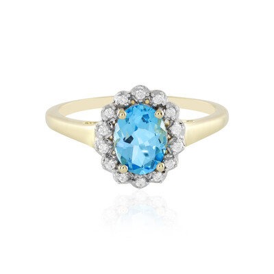 Schweizblauer Topas-Goldring (Adela Gold)