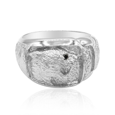 Schwarzer Brillant-Silberring