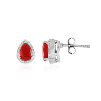 Äthiopischer Roter Opal-Silberohrringe