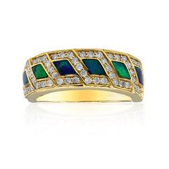 Lightning Ridge-Schwarzer Opal-Goldring (CIRARI)