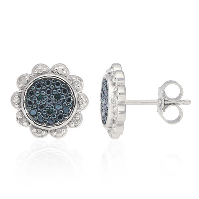 Blauer PK Diamant-Silberohrringe