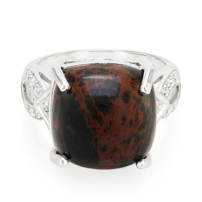 Mahagoni-Obsidian-Silberring