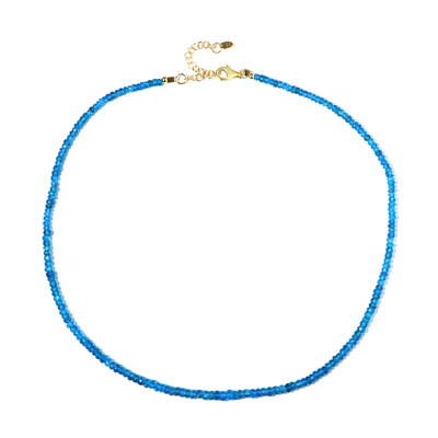 Neonblauer Apatit-Silberhalskette