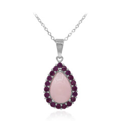 Pinkfarbener Opal-Silberhalskette