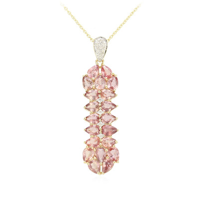 Nicht erhitzter Padparadscha-Saphir-Goldhalskette