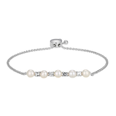 Weiße Süßwasserzuchtperlen-Silberarmband
