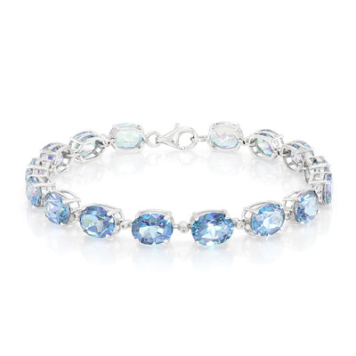 Blauer Mystik-Topas-Silberarmband