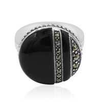Schwarzer Onyx-Silberring