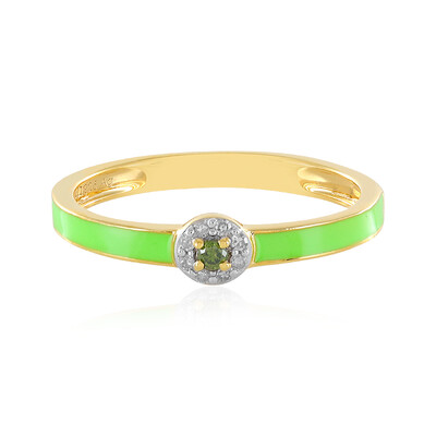 Grüner I4 Diamant-Silberring