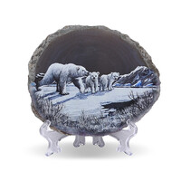 Grauer Achat-Scheibe &quot;Eisbären&quot;