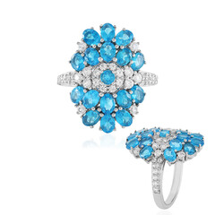 Neonblauer Apatit-Silberring