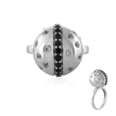 Schwarzer Spinell-Silberring (MONOSONO COLLECTION)