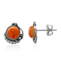 Orange Stachelauster-Silberohrringe (Desert Chic)