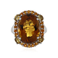 Cognac-Quarz-Silberring