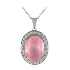 Pinkfarbener Pastell-Quarz-Silberhalskette