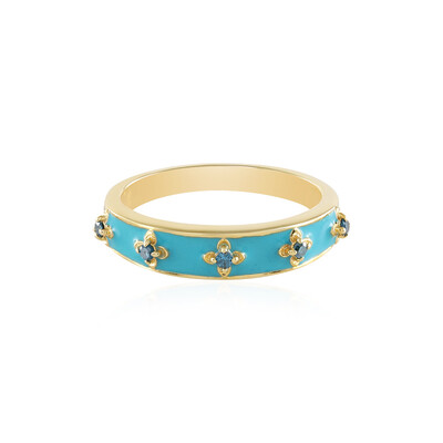 Blauer I3 Diamant-Silberring