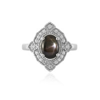 Schwarzer Stern-Saphir-Silberring
